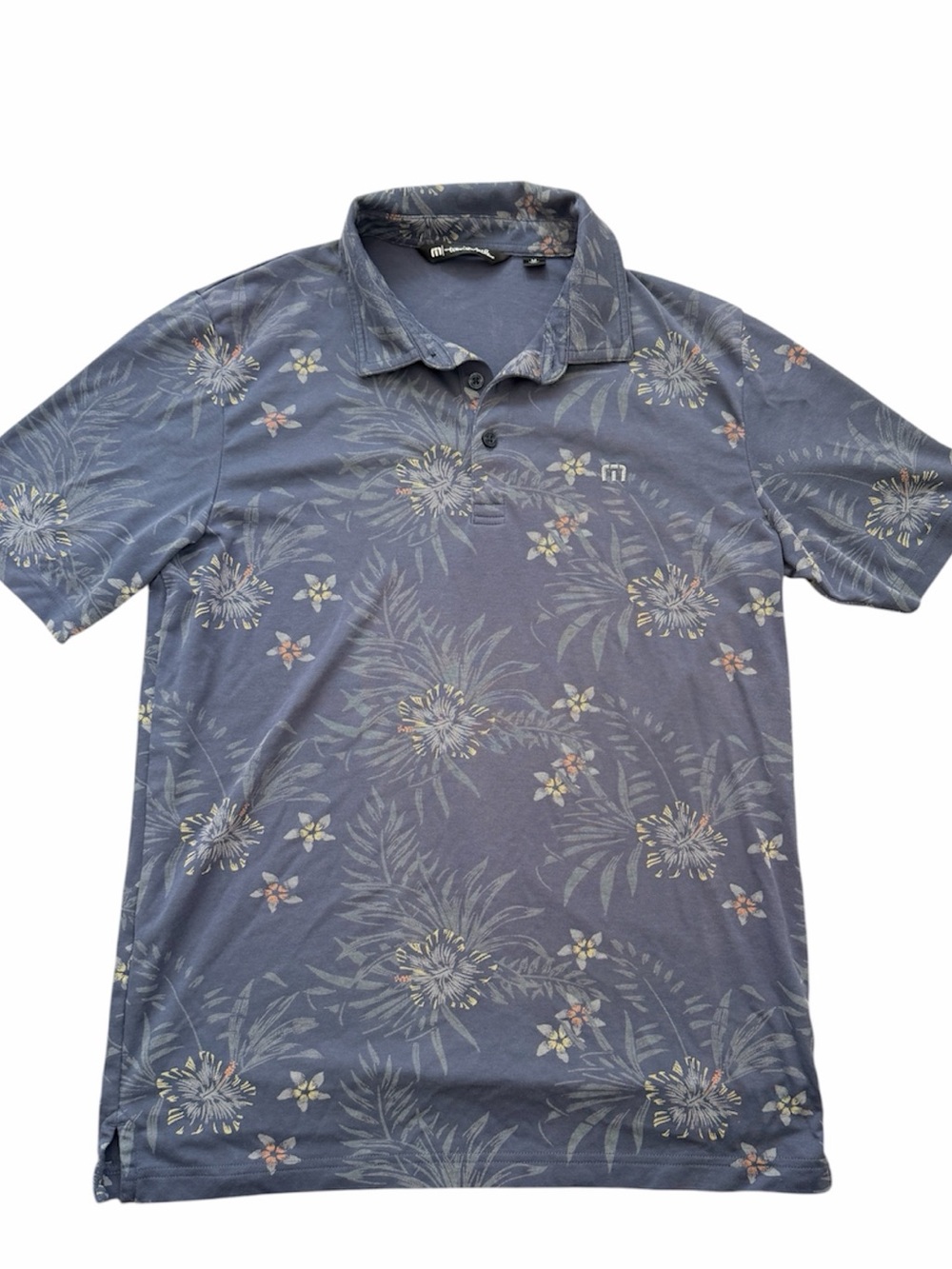 Travis Mathew Slate Blue Floral Polo